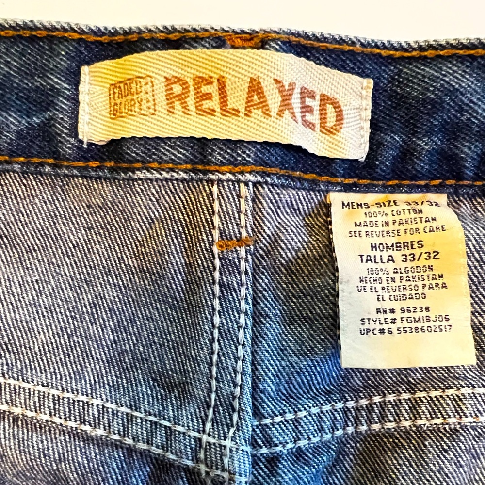 Faded Glory Relaxed Blue Jeans, 33/32